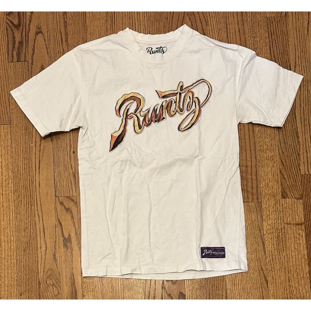 RUNTZ Worldwide 100%Authentic Men S/S T-shirt Size Medium White Logo